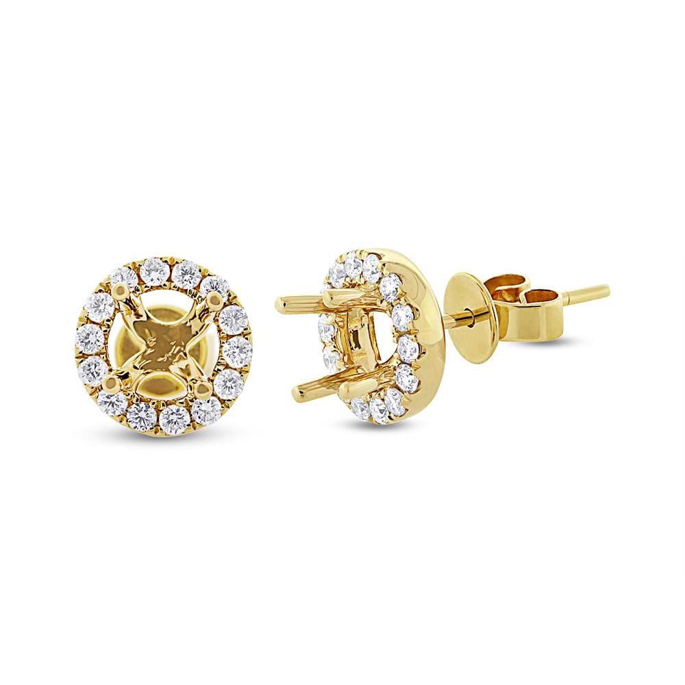 0.43ct 14k Yellow Gold Diamond Semi-mount Earrings