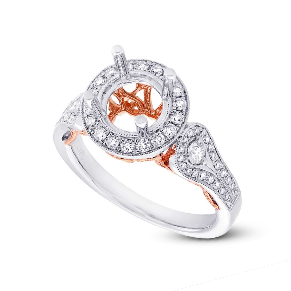 0.58ct 14k Two-tone Rose Gold Diamond Semi-mount Ring