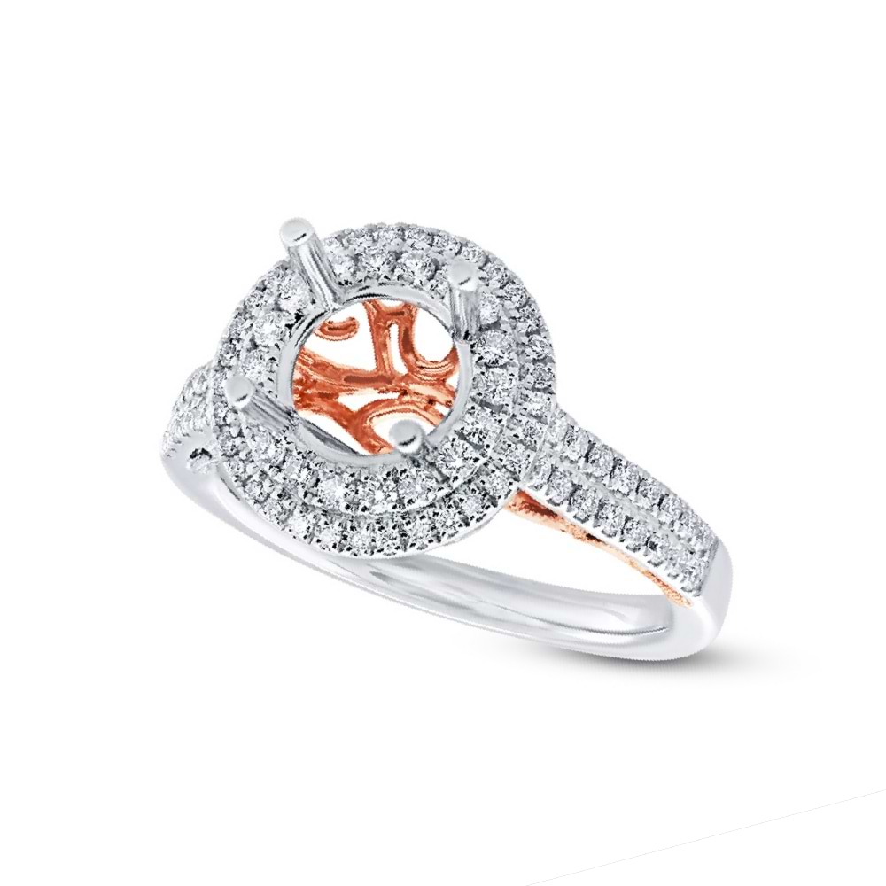 0.56ct 14k Two-tone Rose Gold Diamond Semi-mount Ring