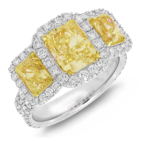4.84ct 18k Two-tone Gold EGL Certified Radiant Cut Natural Fancy Yellow Diamond Ring