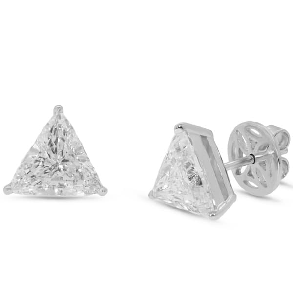 3.57ct 18k White Gold Egl Certifed Triangular Brilliant Diamond Stud Earrings