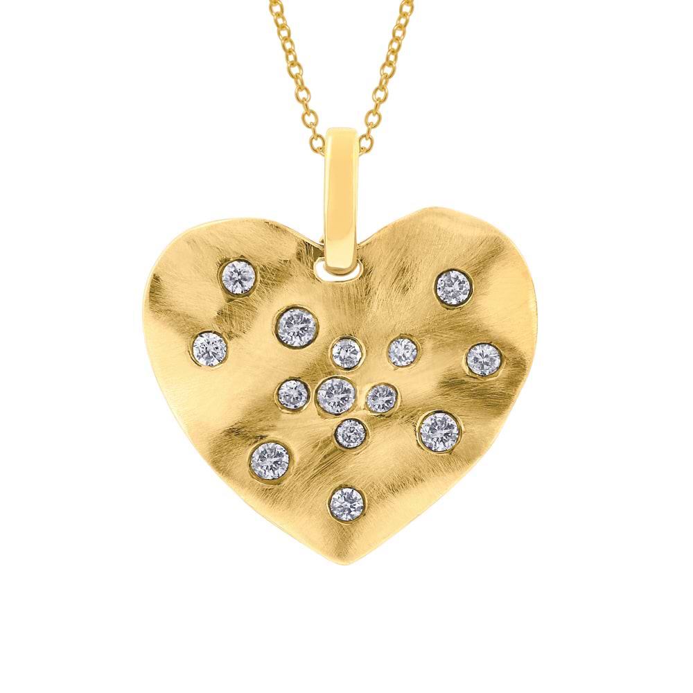 0.22ct 14k Yellow Gold Diamond Heart Pendant Necklace