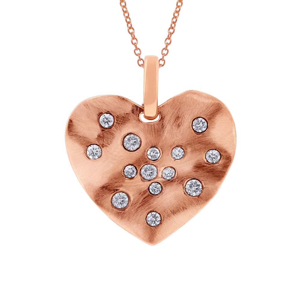 0.22ct 14k Rose Gold Diamond Heart Pendant Necklace