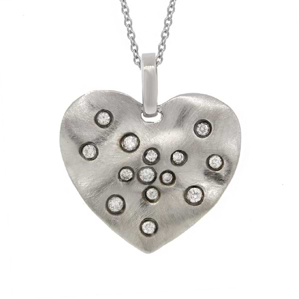 0.22ct 14k White Gold Diamond Heart Pendant Necklace