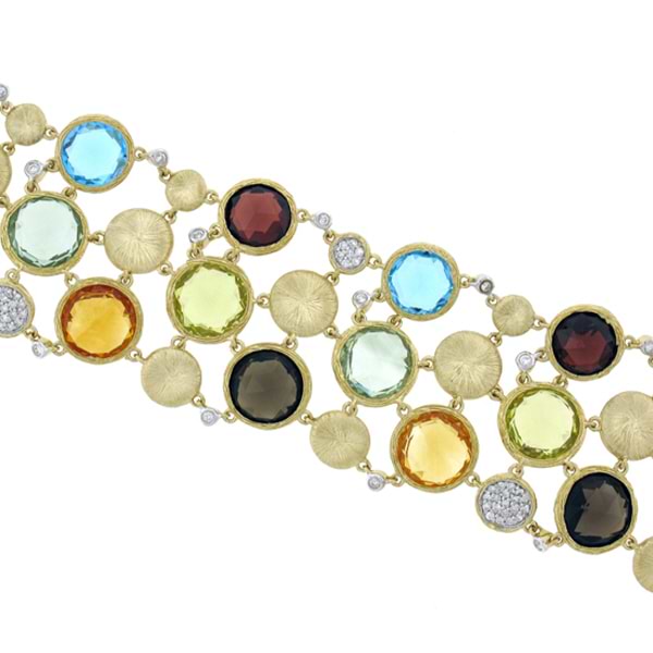 68.24ct 14k Yellow Gold Diamond & Multicolor Stone Bracelet