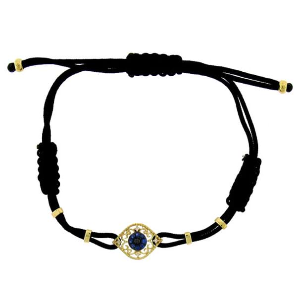 0.05ct Diamond & 0.13ct Blue Sapphire 14k Yellow Gold Eye Bracelet