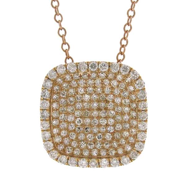 0.60ct 14k Rose Gold Diamond Pave Pendant Necklace