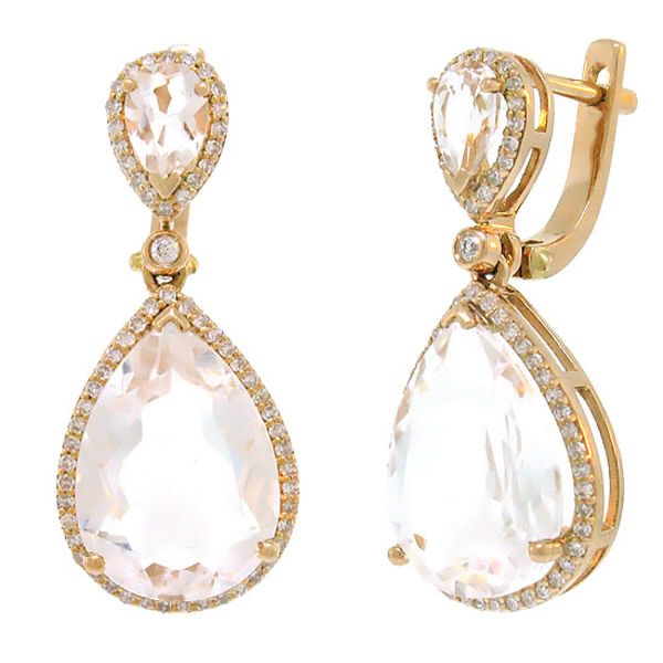 0.40ct Diamond & 9.27ct White Topaz 14k Rose Gold Earrings