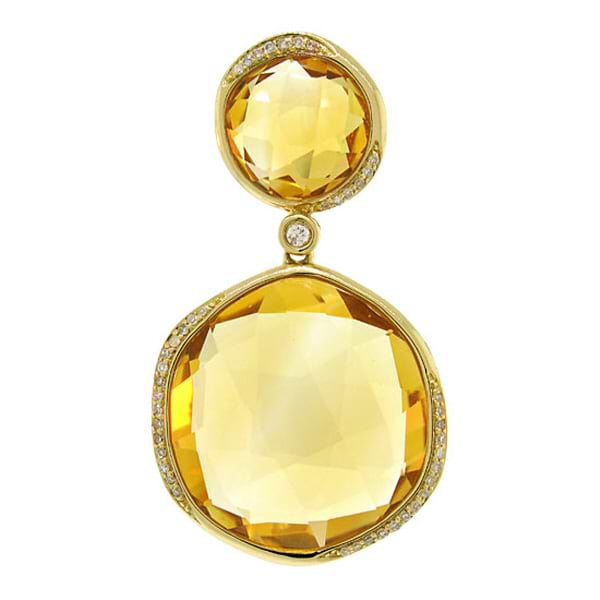 0.18ct Diamond & 27.62ct Citrine 14k Yellow Gold Pendant Necklace