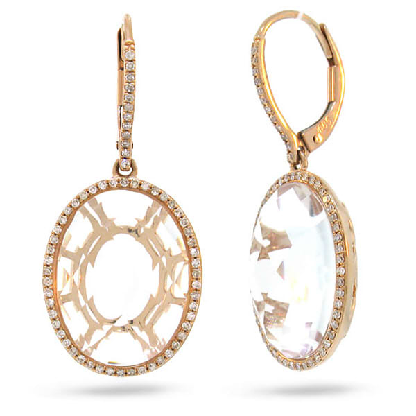 0.38ct Diamond & 13.98ct White Topaz 14k Rose Gold Earrings