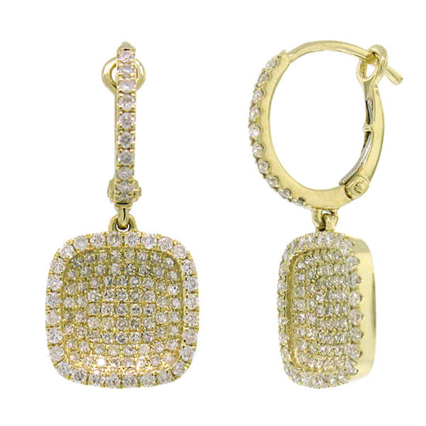 1.00ct 14k Yellow Gold Diamond Pave Earrings