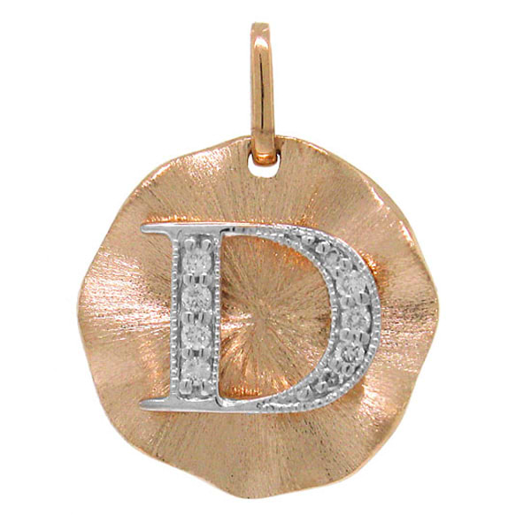 0.06ct 14k Rose Gold Diamond ''d'' Initial Pendant Necklace