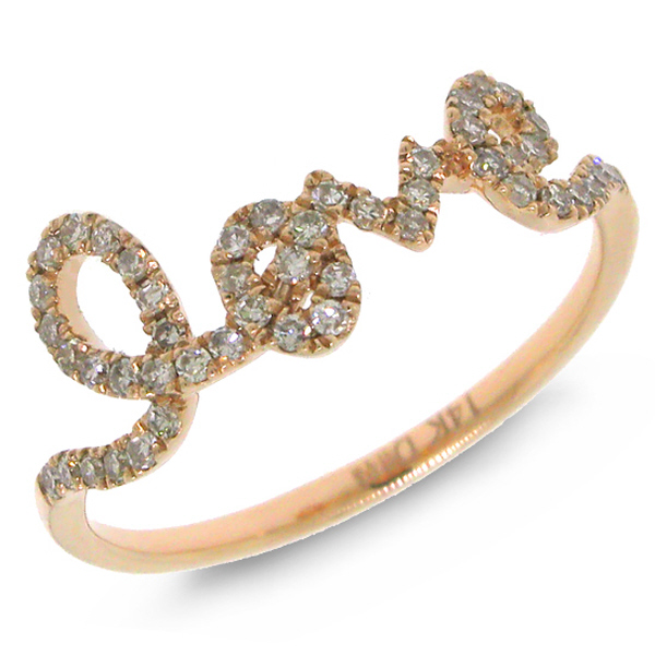 0.28ct 14k Rose Gold Diamond ''Love'' Ring