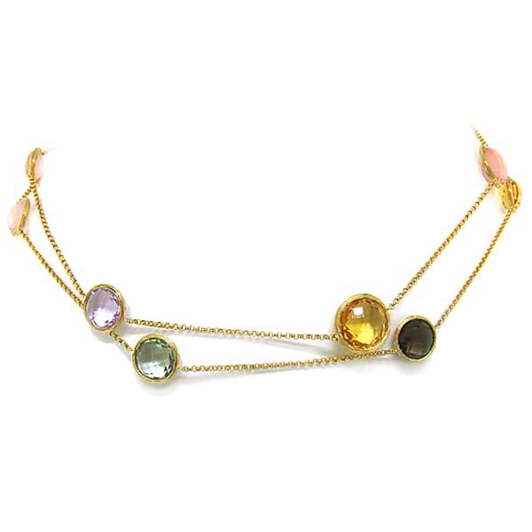 70.64ct 14k Yellow Gold Multi-color Stone Necklace