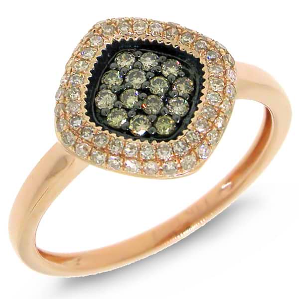 0.38ct 14k Rose Gold White & Champagne Diamond Lady's Ring