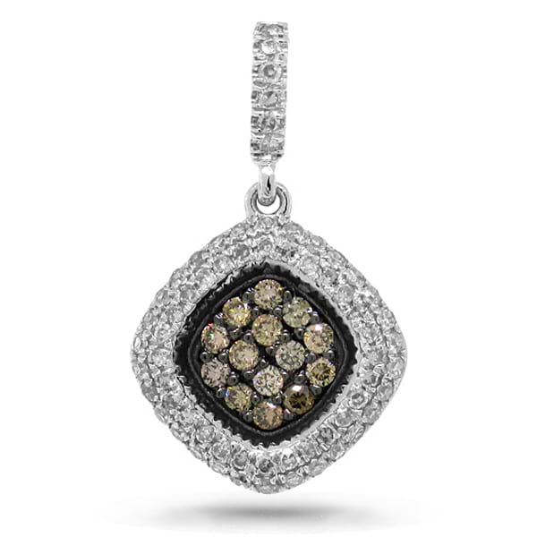 0.40ct 14k White Gold White & Champagne Diamond Pendant Necklace