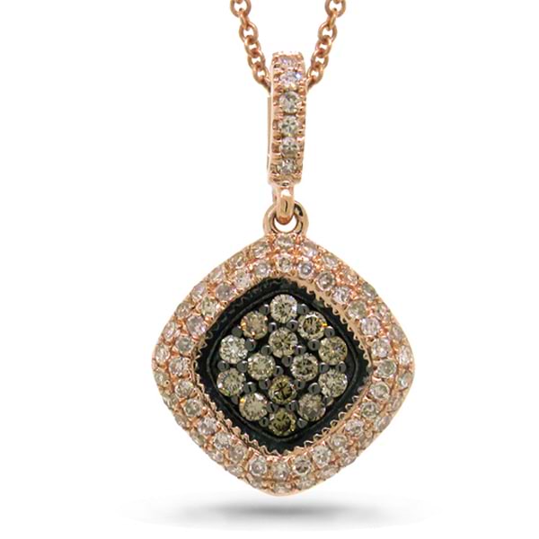 0.40ct 14k Rose Gold White & Champagne Diamond Pendant Necklace
