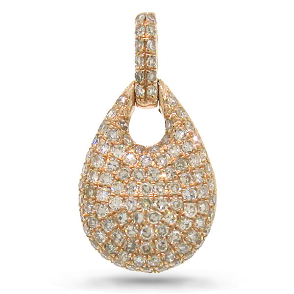 0.46ct 14k Rose Gold Diamond Pave Pendant Necklace