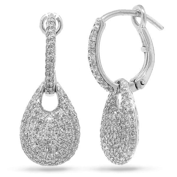 0.79ct 14k White Gold Diamond Pave Earrings