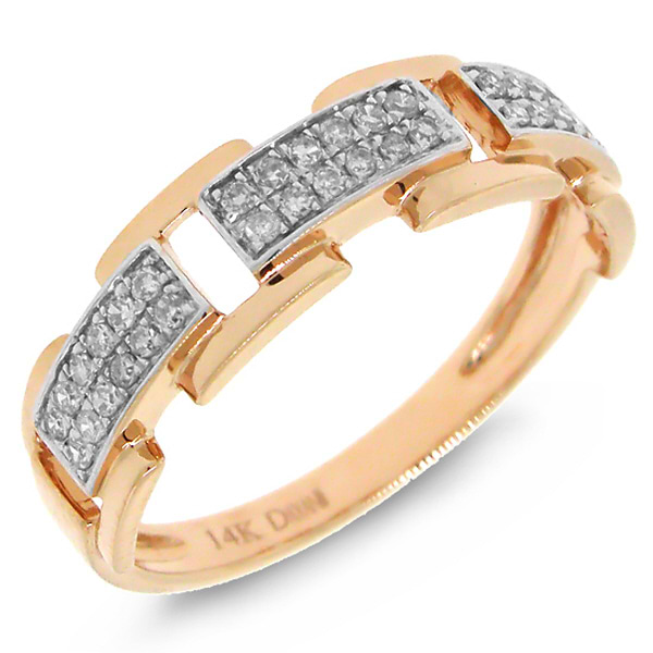 0.18ct 14k Rose Gold Diamond Link Ring