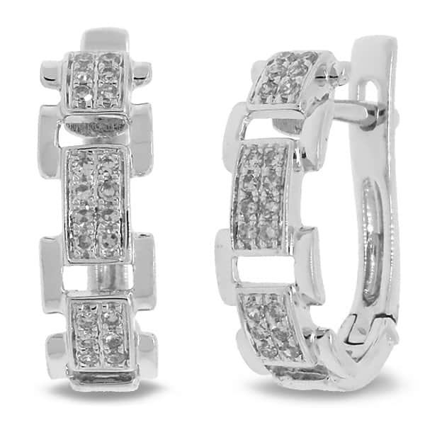 0.19ct 14k White Gold Diamond Link Earrings