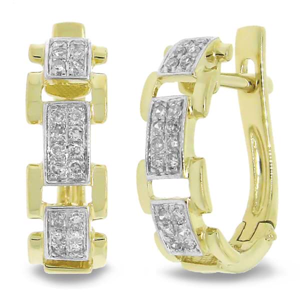 0.19ct 14k Yellow Gold Diamond Link Earrings