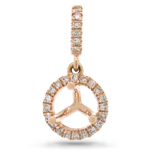 0.11ct 14k Rose Gold Diamond Semi-mount Pendant Necklace
