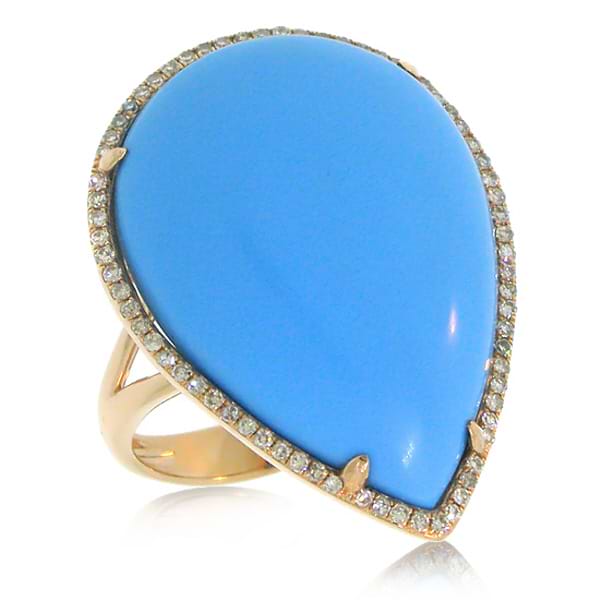 0.22ct Diamond & 14.68ct Composite Turquoise 14k Rose Gold Ring