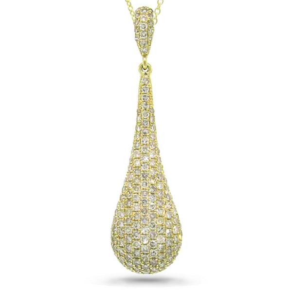 1.08ct 14k Yellow Gold Diamond Pave Pendant Necklace