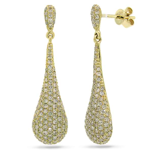 1.51ct 14k Yellow Gold Diamond Pave Earrings