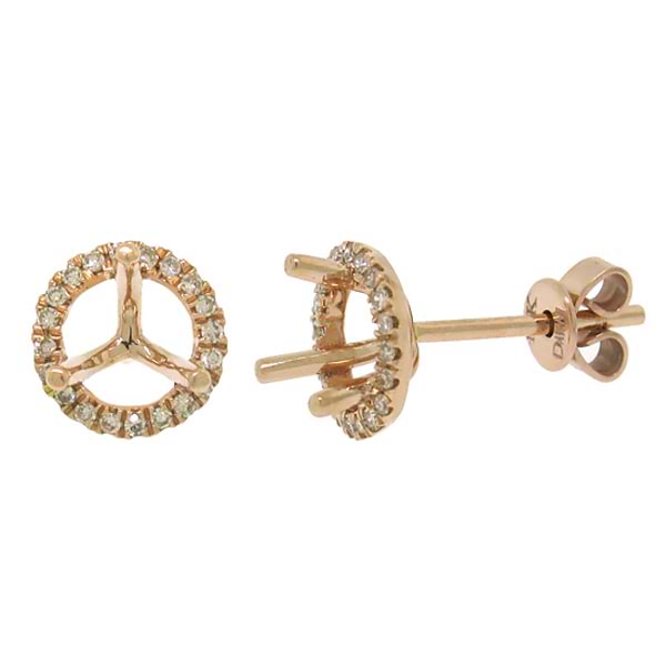 0.16ct 14k Rose Gold Diamond Semi-mount Earrings
