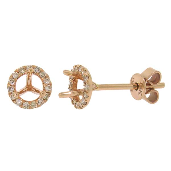 0.11ct 14k Rose Gold Diamond Semi-mount Earrings