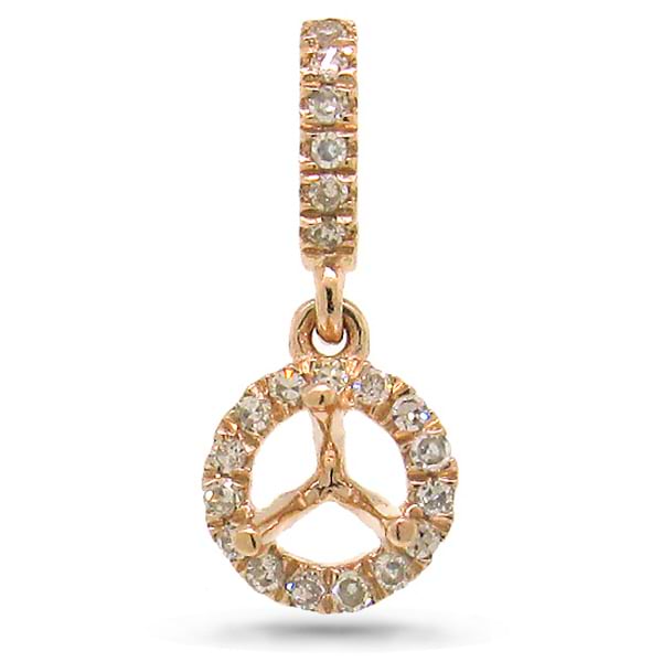 0.08ct 14k Rose Gold Diamond Semi-mount Pendant Necklace