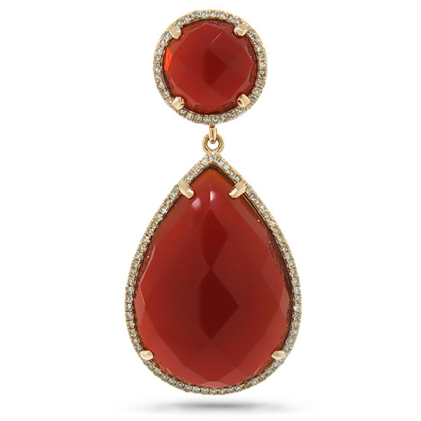 0.35ct Diamond & 23.46ct Red Agate 14k Rose Gold Pendant Necklace