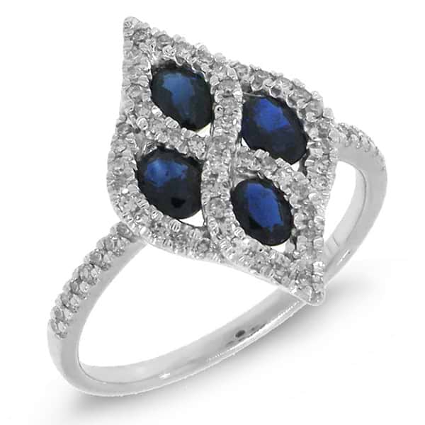 0.24ct Diamond & 0.85ct Blue Sapphire 14k White Gold Ring