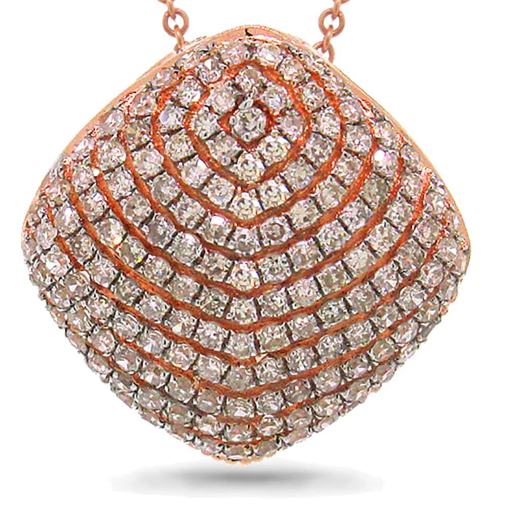 0.48ct 14k Rose Gold Diamond Pave Pendant Necklace