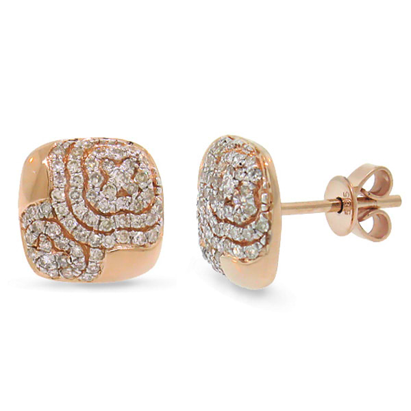 0.37ct 14k Rose Gold Diamond Pave Earrings