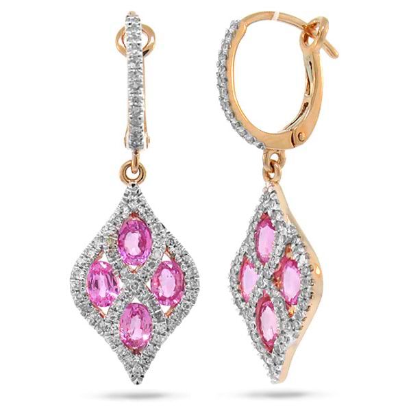 0.49ct Diamond & 1.71ct Pink Sapphire 14k Two-tone Rose Gold
