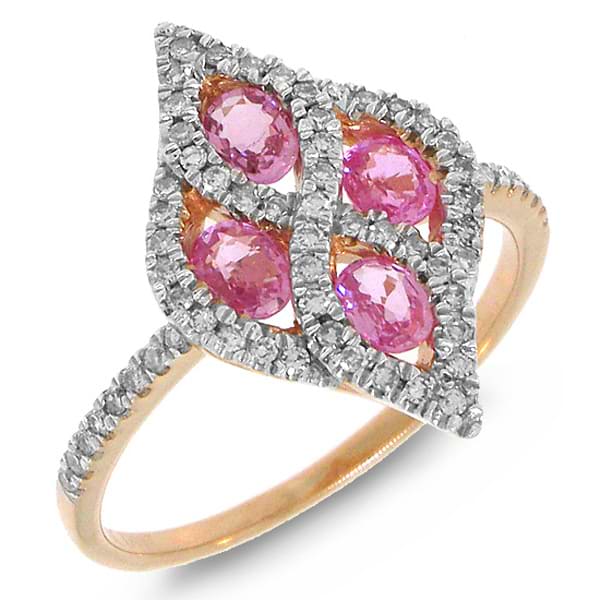 0.24ct Diamond & 0.77ct Pink Sapphire 14k Two-tone Rose Gold Ring