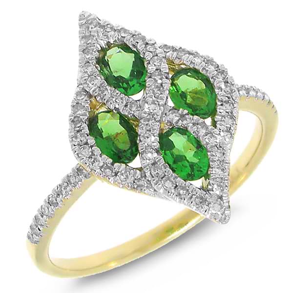 0.24ct Diamond & 0.68ct Green Garnet 14k Two-tone Gold Ring