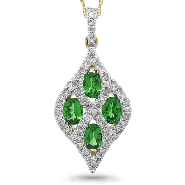 0.26ct Diamond & 0.66ct Green Garnet 14k Two-tone Gold Pendant Necklace
