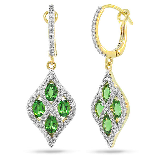 0.49ct Diamond & 1.36ct Green Garnet 14k Two-tone Gold