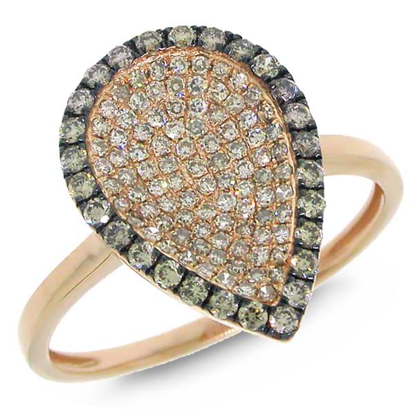 0.50ct 14k Rose Gold White & Champagne Diamond Ring