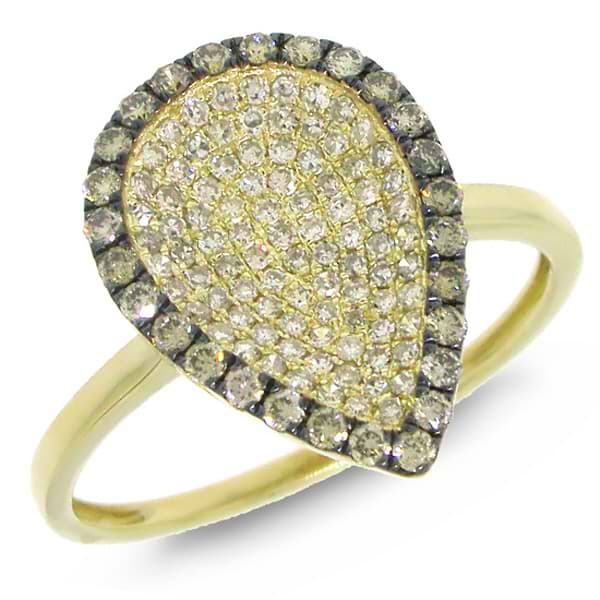 0.50ct 14k Yellow Gold White & Champagne Diamond Ring