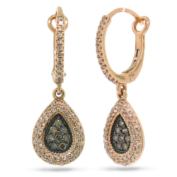 0.61ct 14k Rose Gold White & Champagne Diamond Earrings