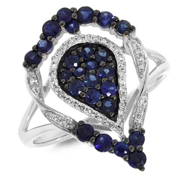 0.16ct Diamond & 0.94ct Blue Sapphire 14k White Gold Ring