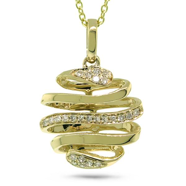 0.08ct 14k Yellow Gold Diamond Pendant Necklace