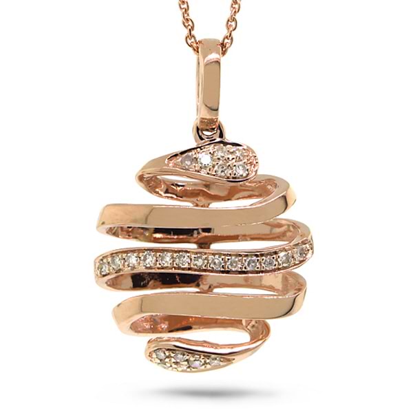 0.08ct 14k Rose Gold Diamond Pendant Necklace