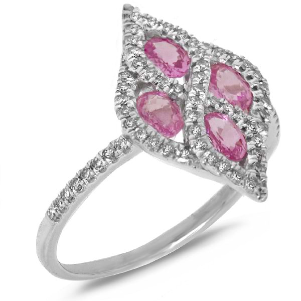 0.24ct Diamond & 0.77ct Pink Sapphire 14k White Gold Ring