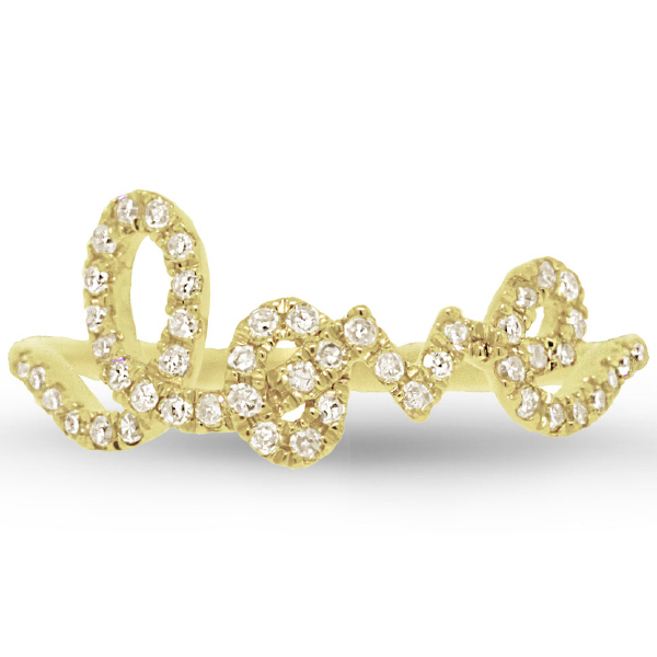 0.28ct 14k Yellow Gold Diamond ''Love'' Ring